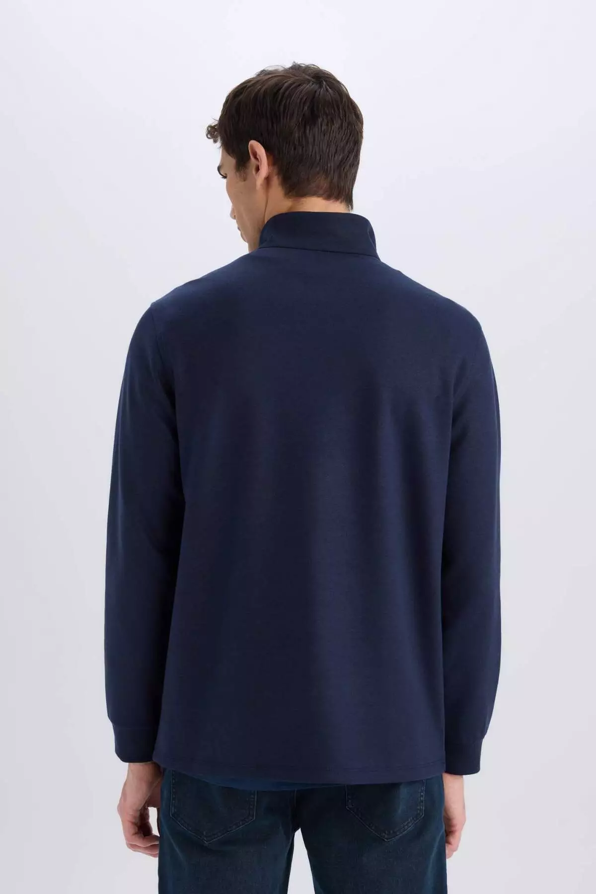 Inverted Stand Collar Half Zip Basic Sweatshirt D7226Ax25Sp