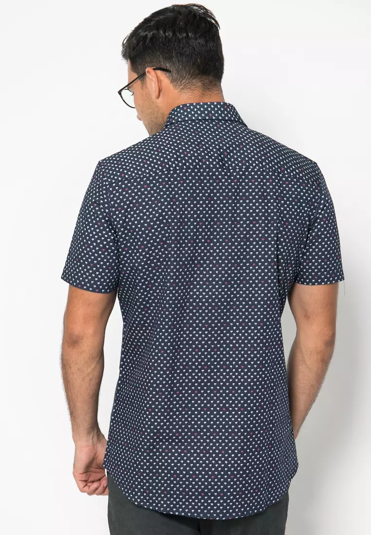 Johnwin - Kemeja Formal - Kemeja Lengan Pendek - Kemeja Pria - Hitam - Motif - FSH.650.K392.826.C S/S