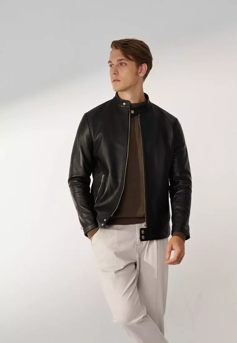 Dark Khaki Green Mock Neck Wool Blend Knitted Sweater