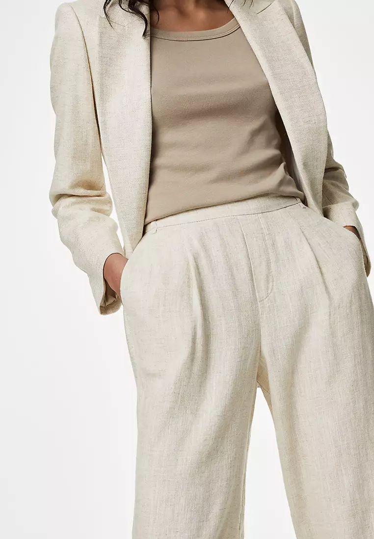 Linen Rich Tapered Trousers