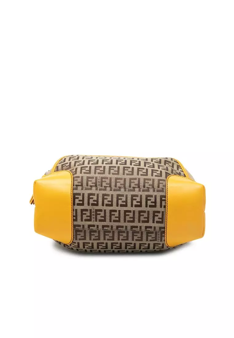 Pre-Loved Fendi Zucchino Canvas Chef Front Pocket Shopping Tote