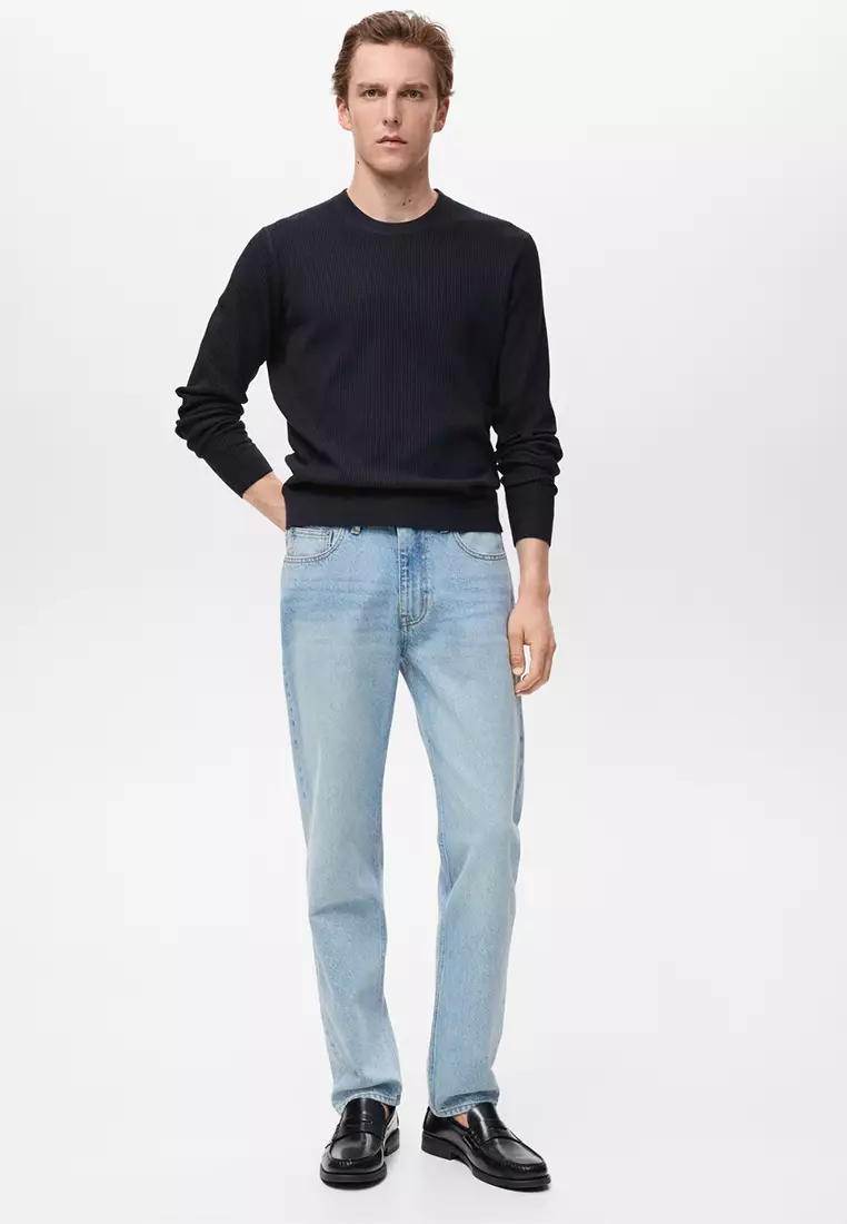 Fine Rib-Knit Cotton Sweater