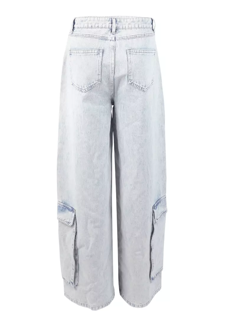 Light Blue Sassy Flap Ankle Pockets Denim