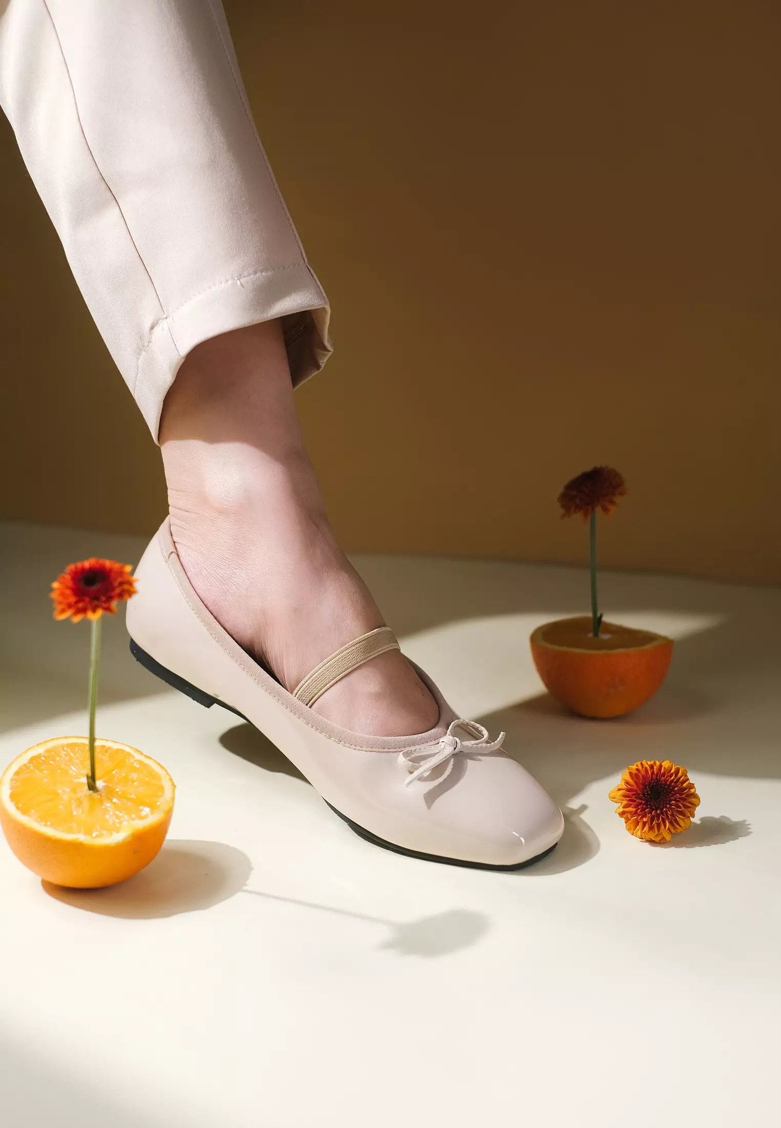 Poppy Ballerina Flat Shoes Square Toe with Bow