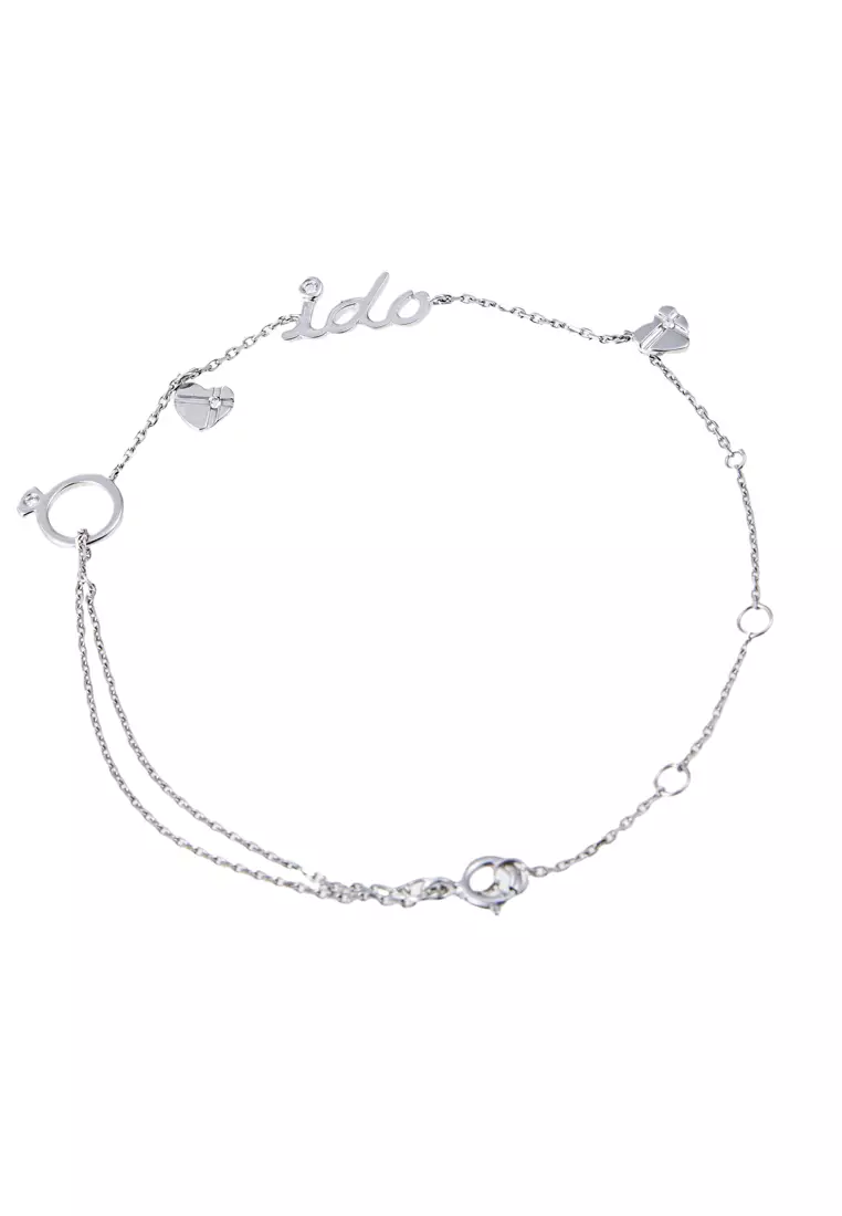 LITZ 18K 白金與玫瑰金鑽石手鍊 DB123