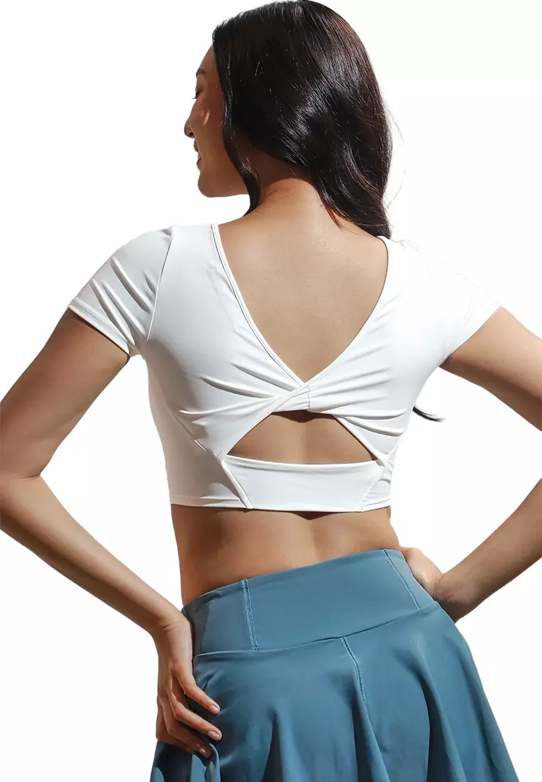 Nylon Spandex Jersey Baby Tee With Twisted Back Detail