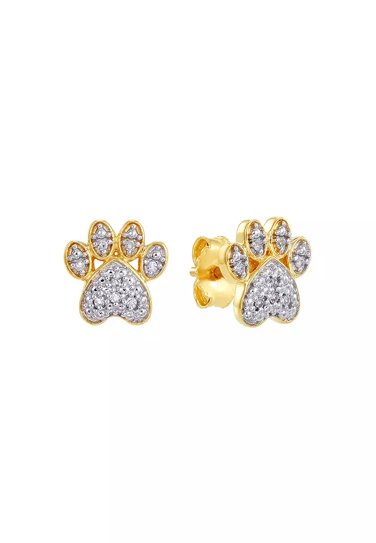 White gold paw sales print earrings