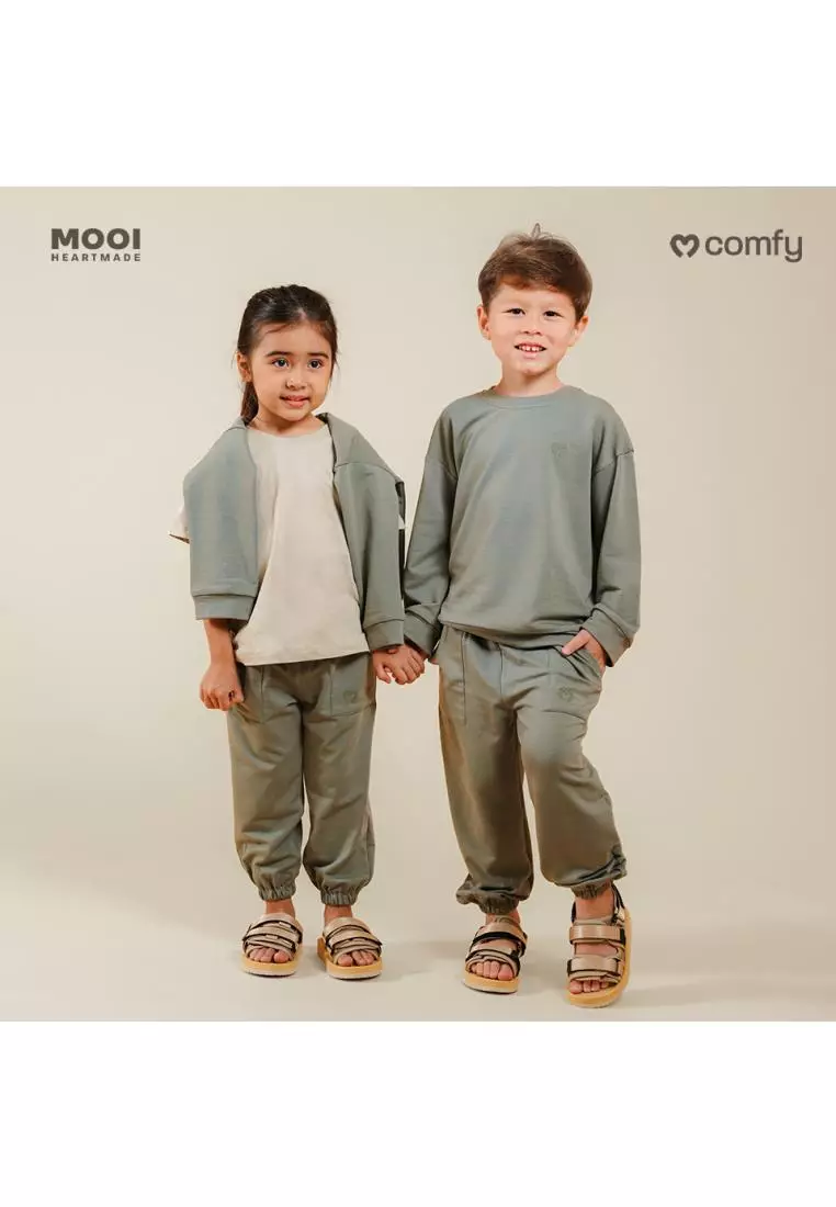 Mooi Celana Jogger Anak Comfy Jogger Pants Kids - Sage Green