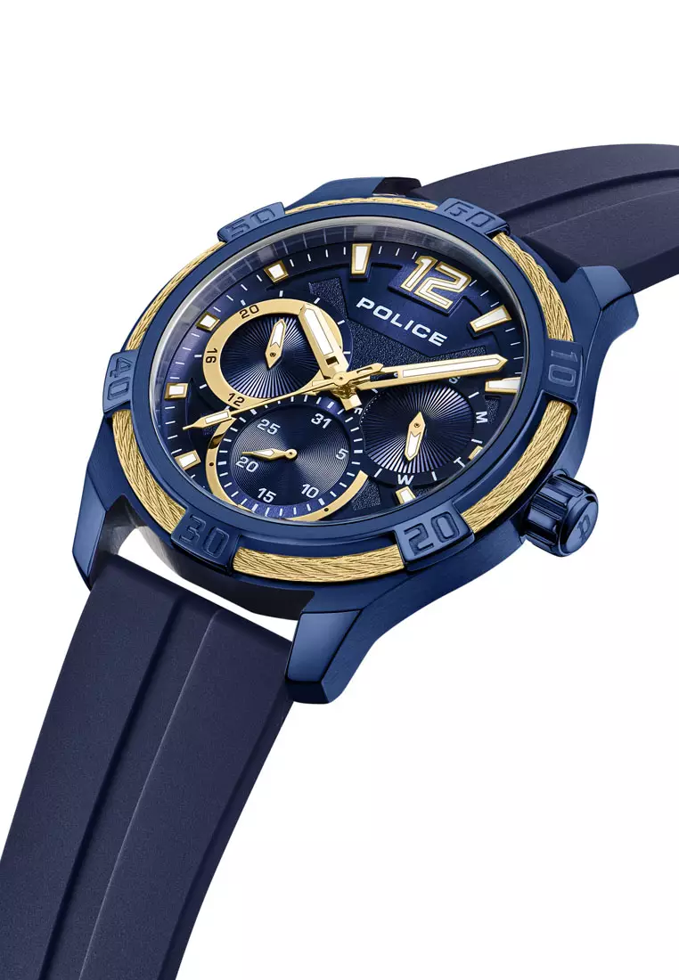 Police Chokery Blue Rubber Analog Quartz Watch For Men PPEWJQ0005303