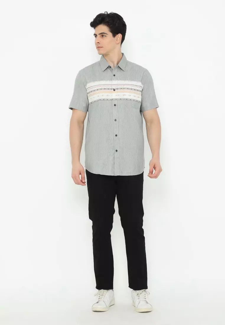 POLICE Kemeja Printing Cotton Soft Regular Fit Pria