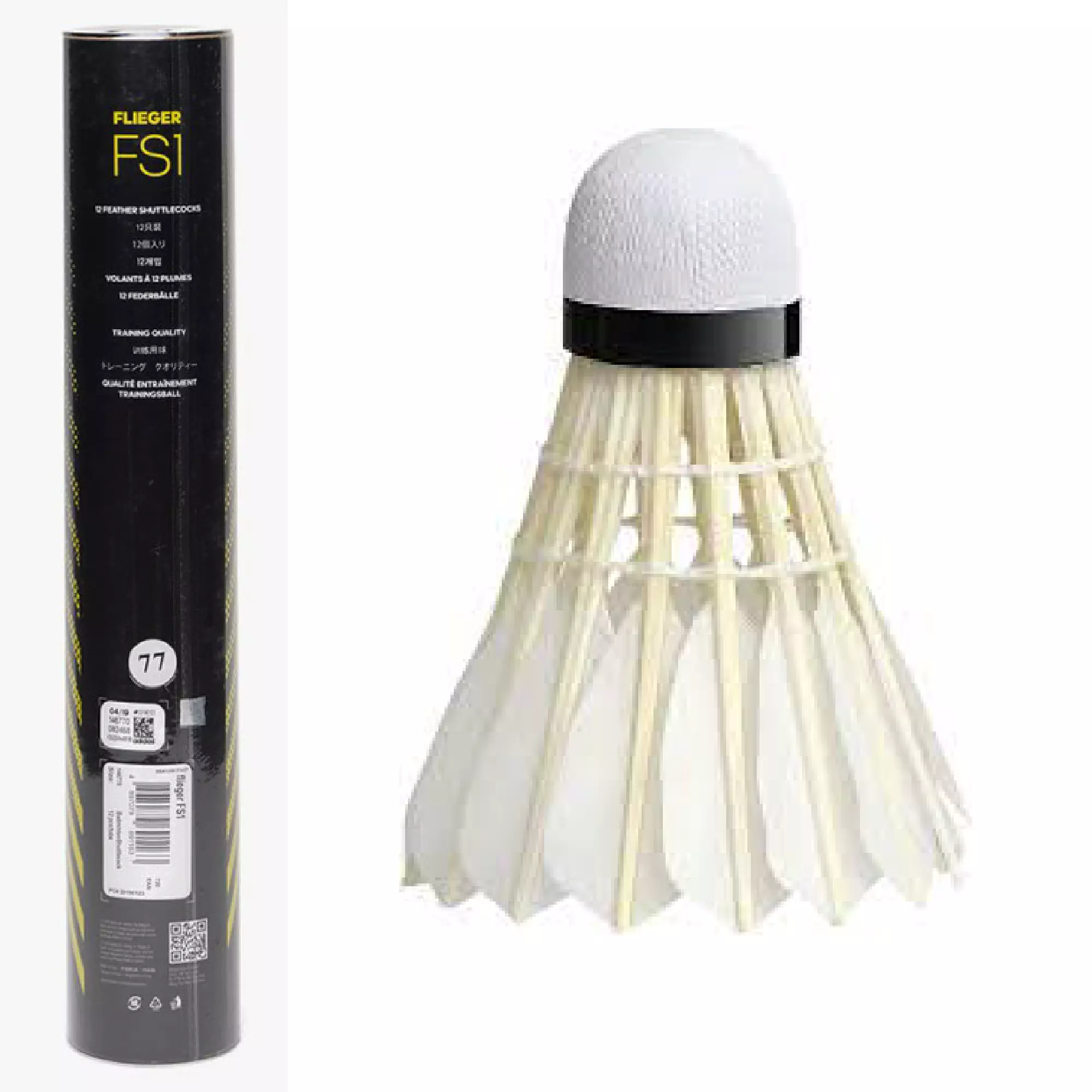 Paket 2 Raket Badminton Adidas E Strak dan Shuttlecock Flieger FS1 Speed 77 Putih isi 12