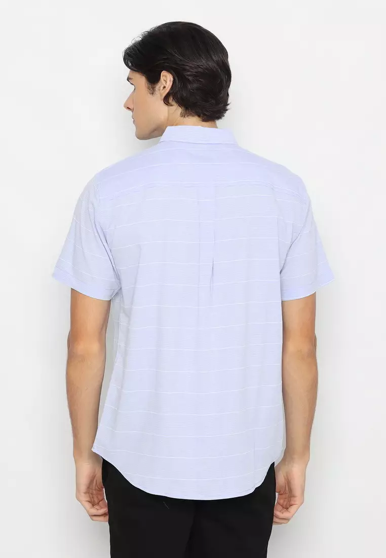 RBJ Kemeja Yarndyed Salur Biru Regular Fit Pria