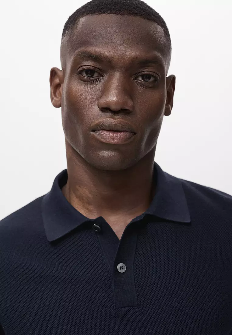 Micro-Structured Cotton Polo Shirt