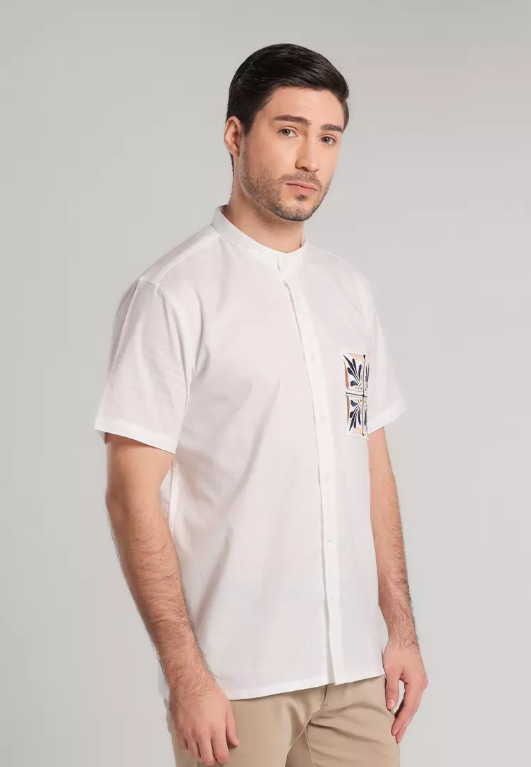 MOC - Kemeja Shanghai Lengan Pendek Arbil - White
