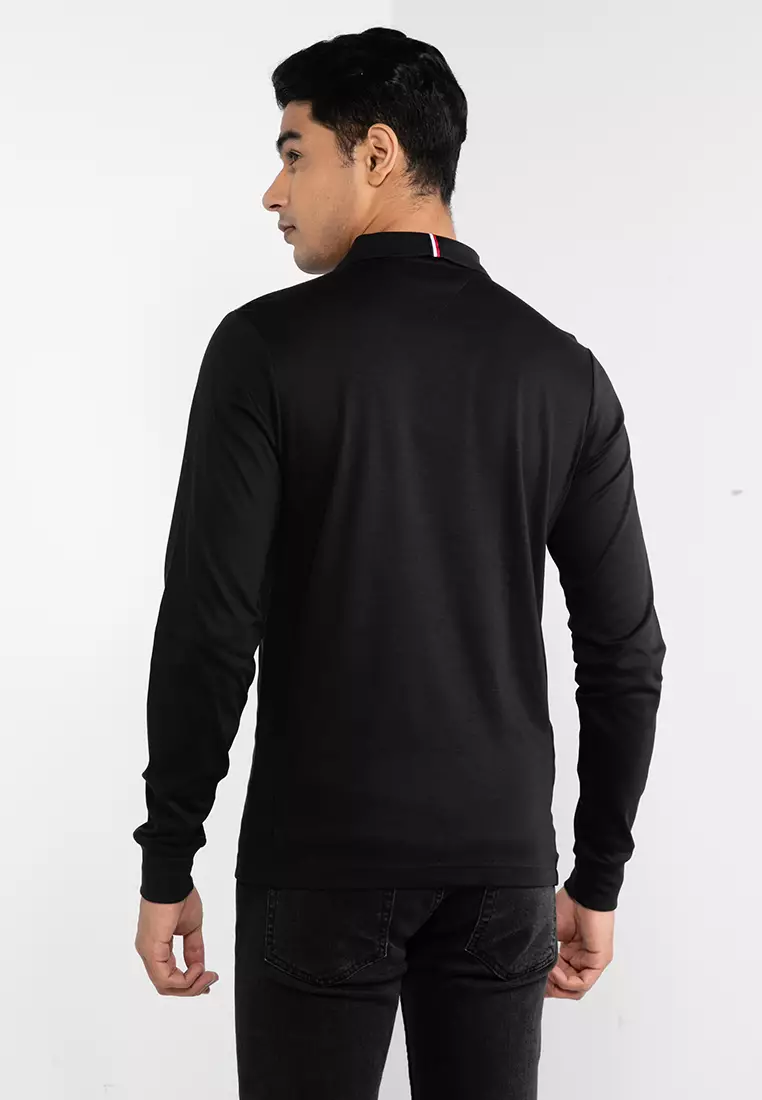 tommy hilfiger black long sleeve polo