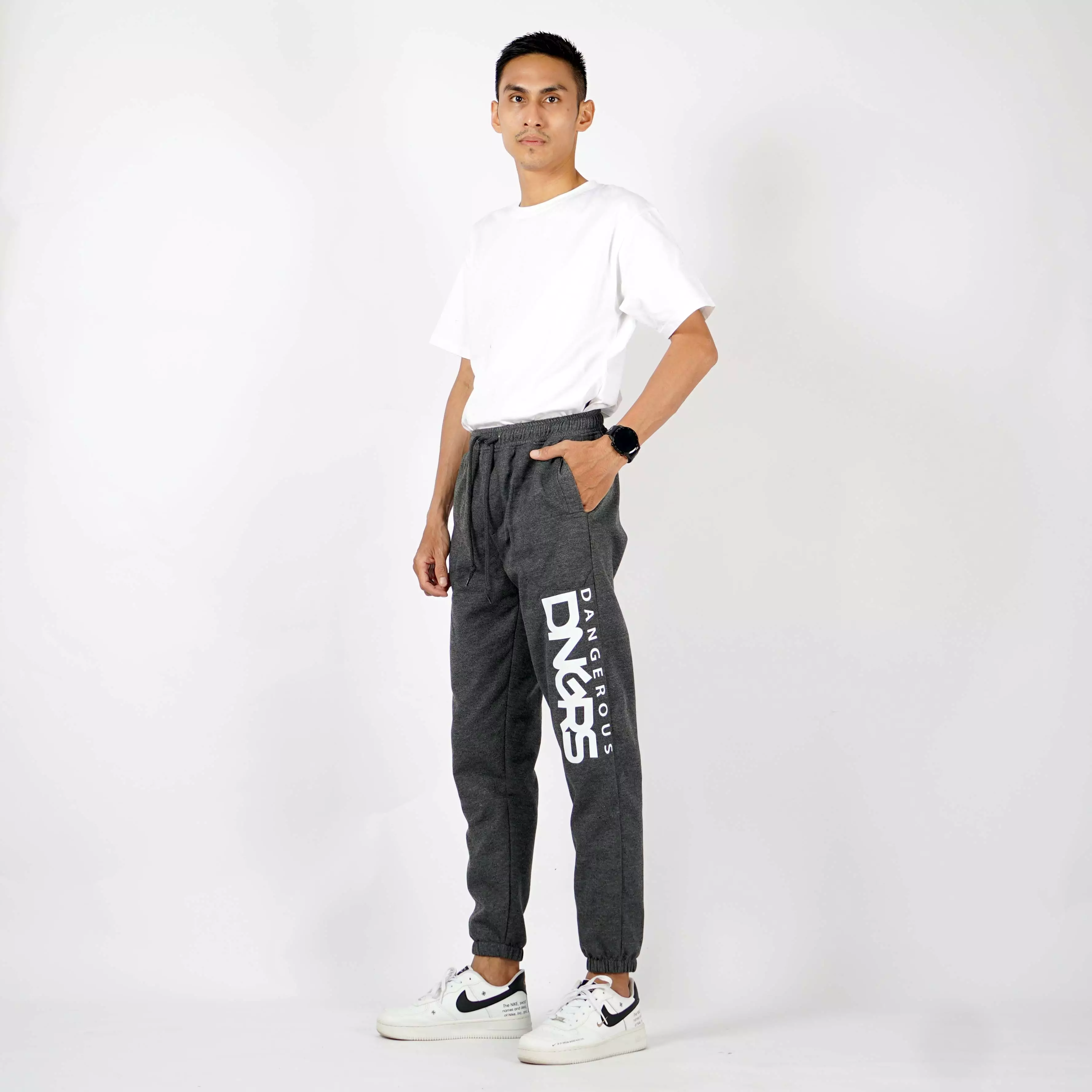 DIEGO Celana Casual Pria Celana Panjang Training Jogger Pants - Abu Tua