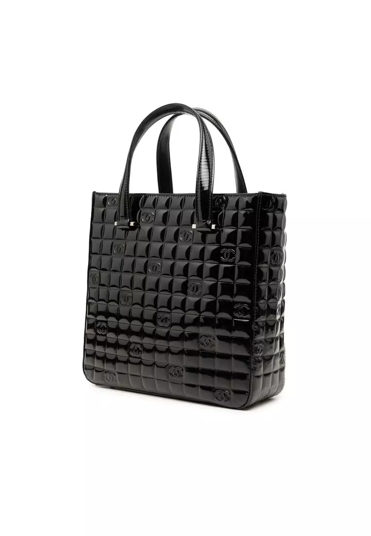 Pre-Loved Chanel Cc Chocolate Bar Patent Tote