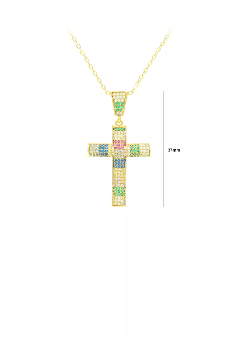 Fashion Christian Rainbow Crystal Zircon Jesus Cross charms