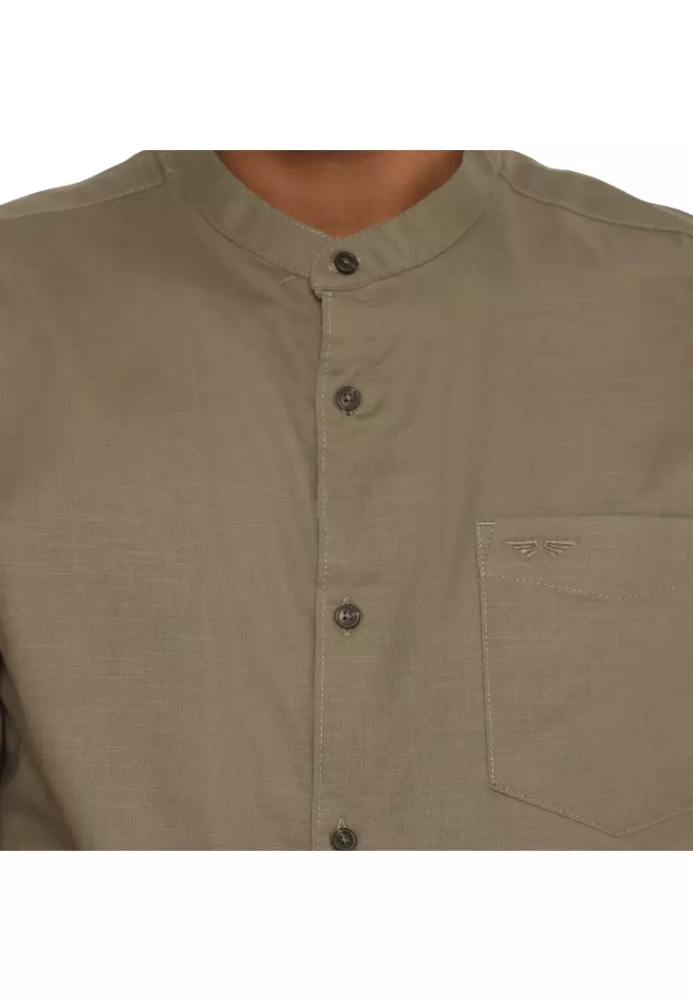 RBJ Kemeja Polos Koko Krah Shanghai Army Regular Fit Pria