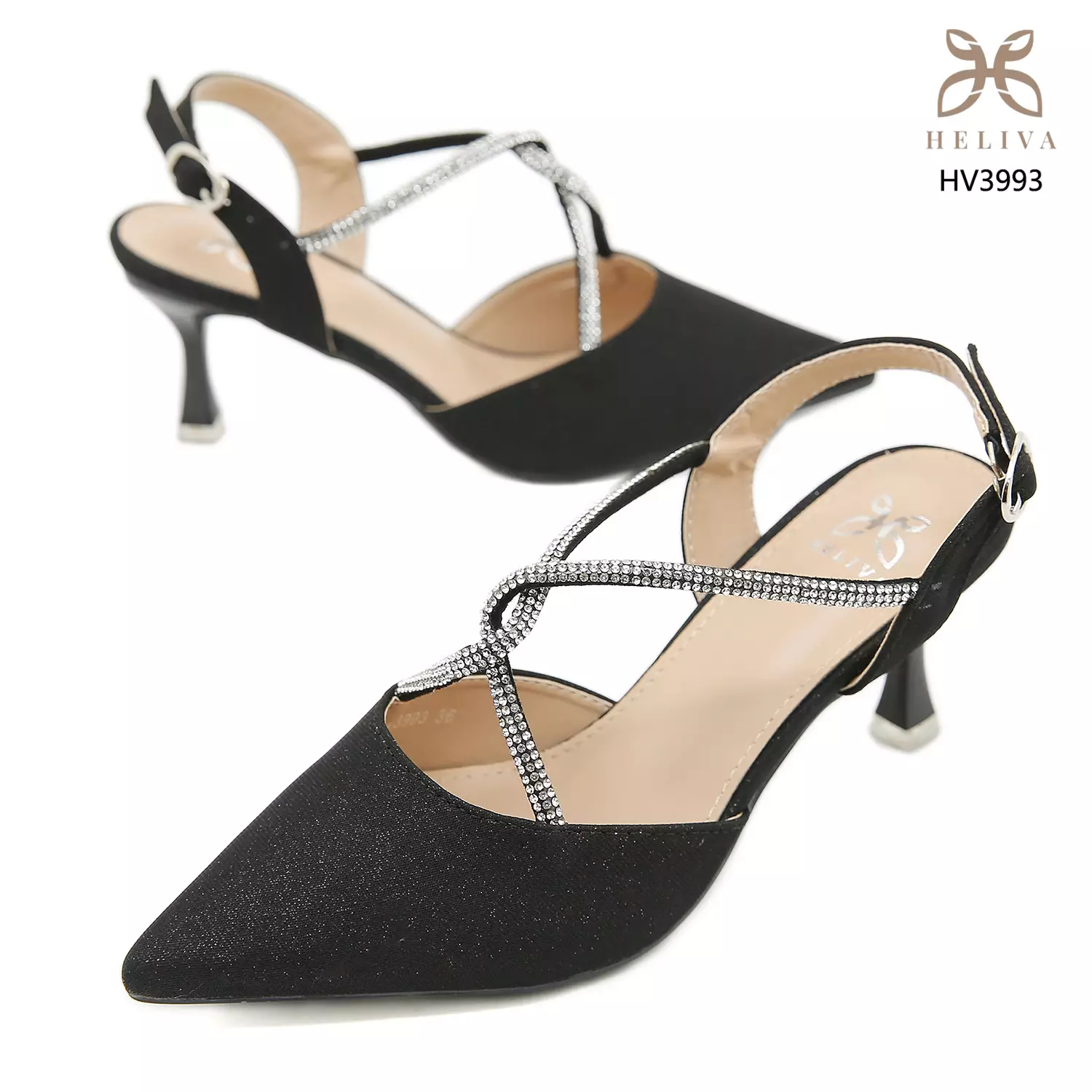 Heliva Kimberly High Heels Glitter Strap Rhinestone Sol 6.5cm HV3993