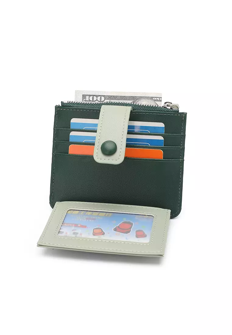 Women's Card Holder With Coin Compartment - Green
