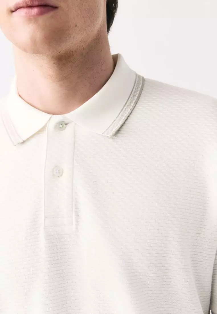 Short Sleeve Textured Quarter Zip Polo Shirts