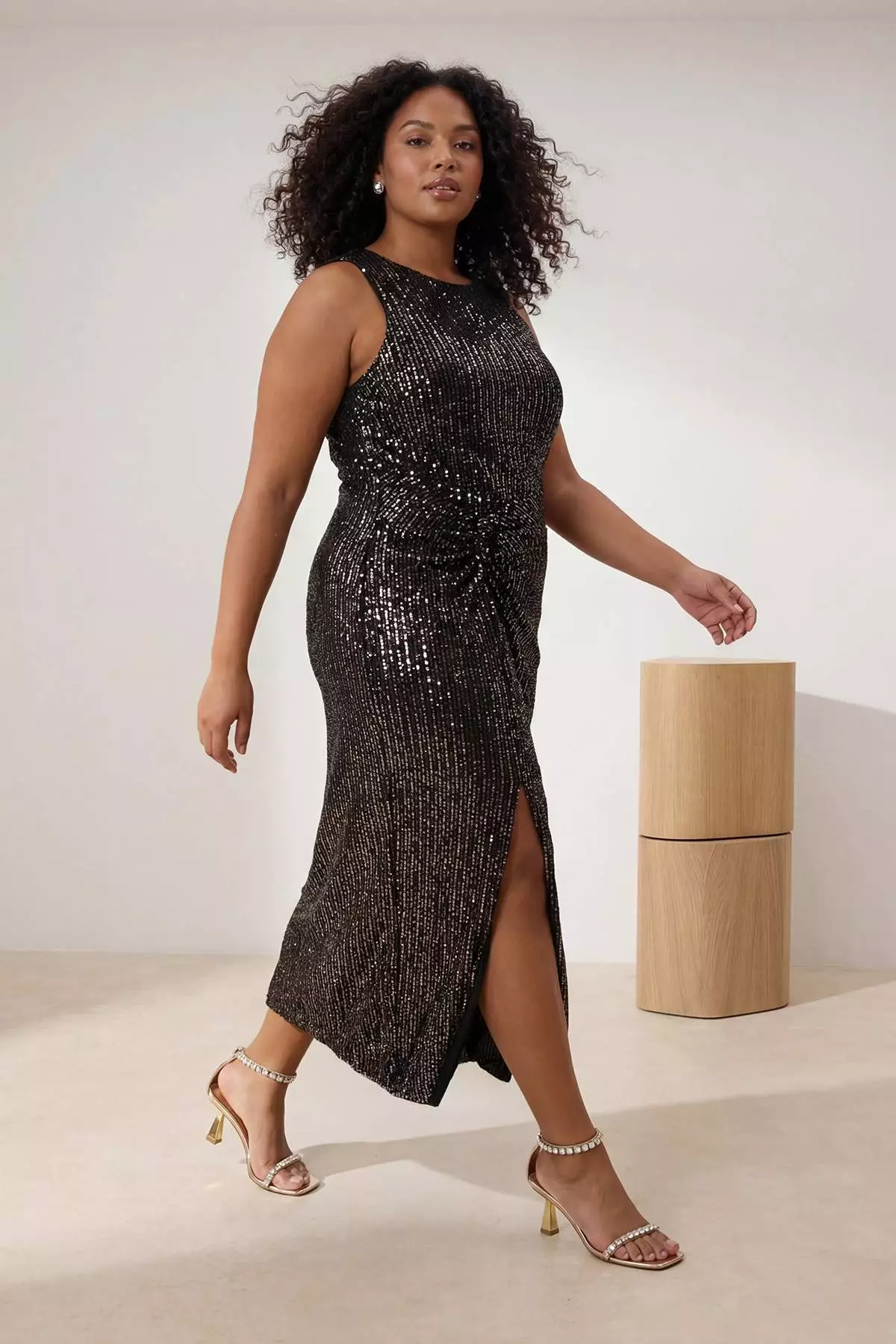 rose gold sheath dress MACloth Straps V Neck Sequin Bridesmaid Dress Rose Gold Formal Evening Gown Custom Color / Floor Length / US2 main image 0