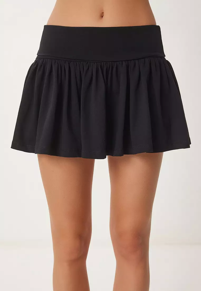 Flounce Shorts Lined Mini Knitted Skirt