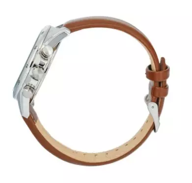 Jam Tangan Pria Alba Active AT3K69 AT3K69X1 Strap Leather Brown Color Men Black Dial Chronograph Feature Watch Original Garansi Resmi