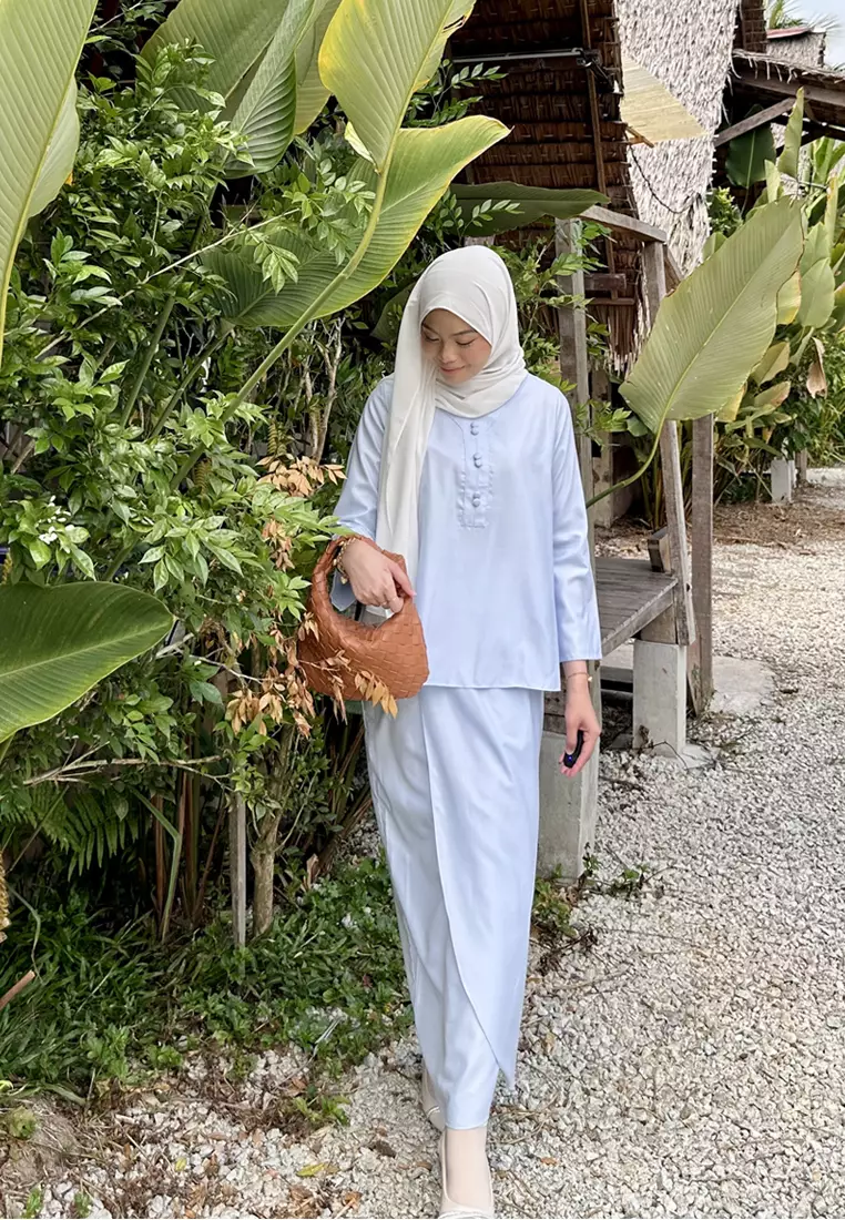 Kiera Kurung Kedah Modern in Light Blue
