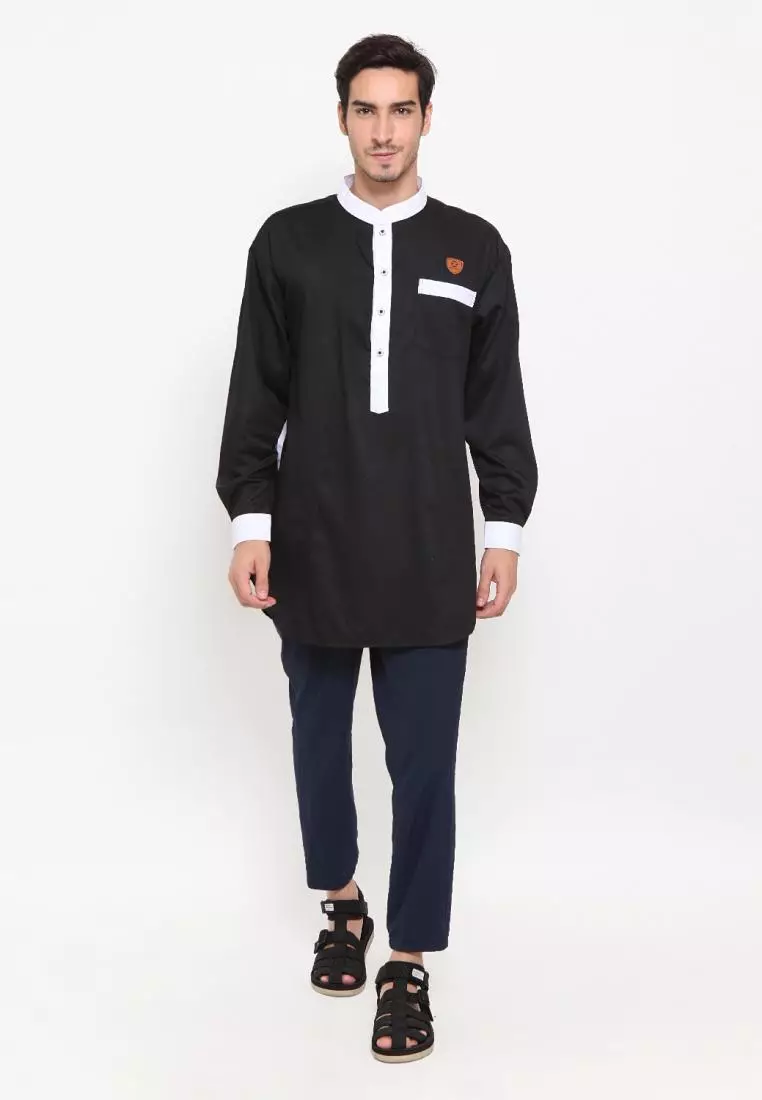 Zayidan Baju Koko Gamis Muslim Pria Ghafar - Hitam