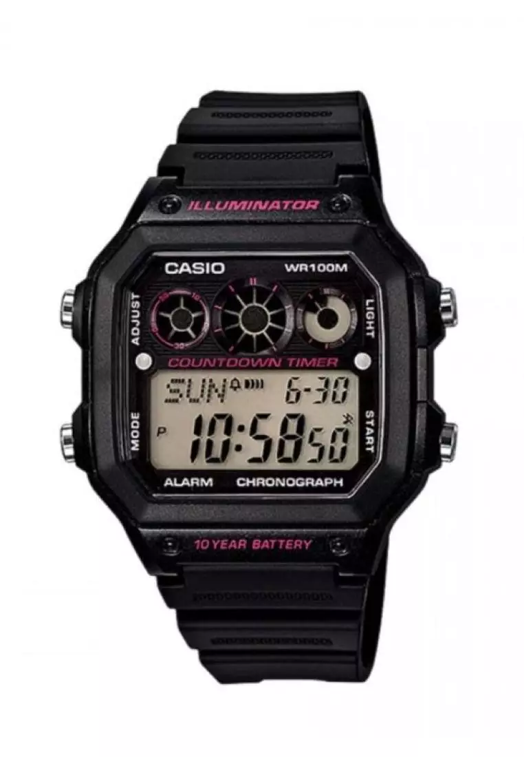 Casio Men s Digital AE 1300WH 1A2V Black Resin Band Sport Watch