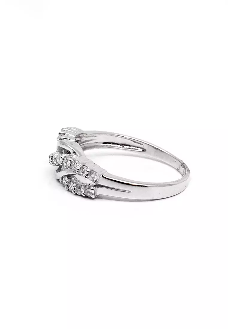 14K Locally Made White Gold Lady Ring with Diamonds