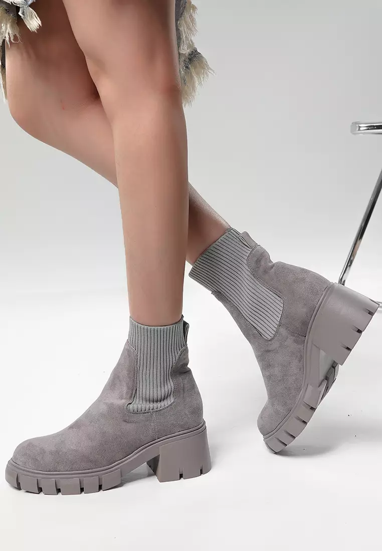Knitted Stitched Suede Chelsea Boots WTY2030-12