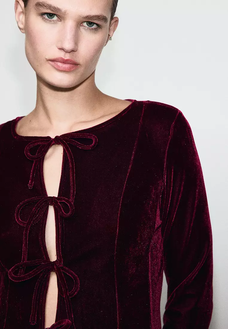 Velvet Blouse with Bows