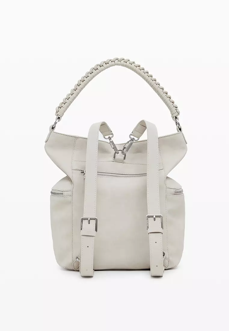 Large logo faux leather backpack