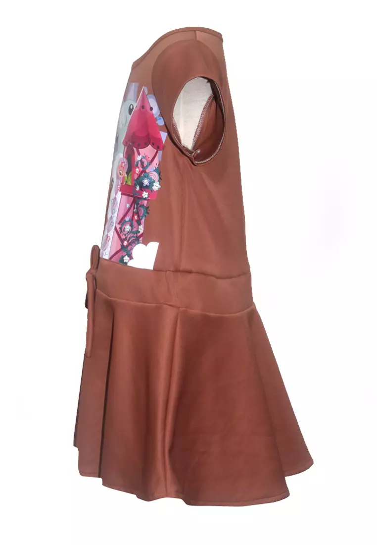 Two Mix Dress Anak Perempuan Kaos Scuba Size 1-8 4195 Coklat