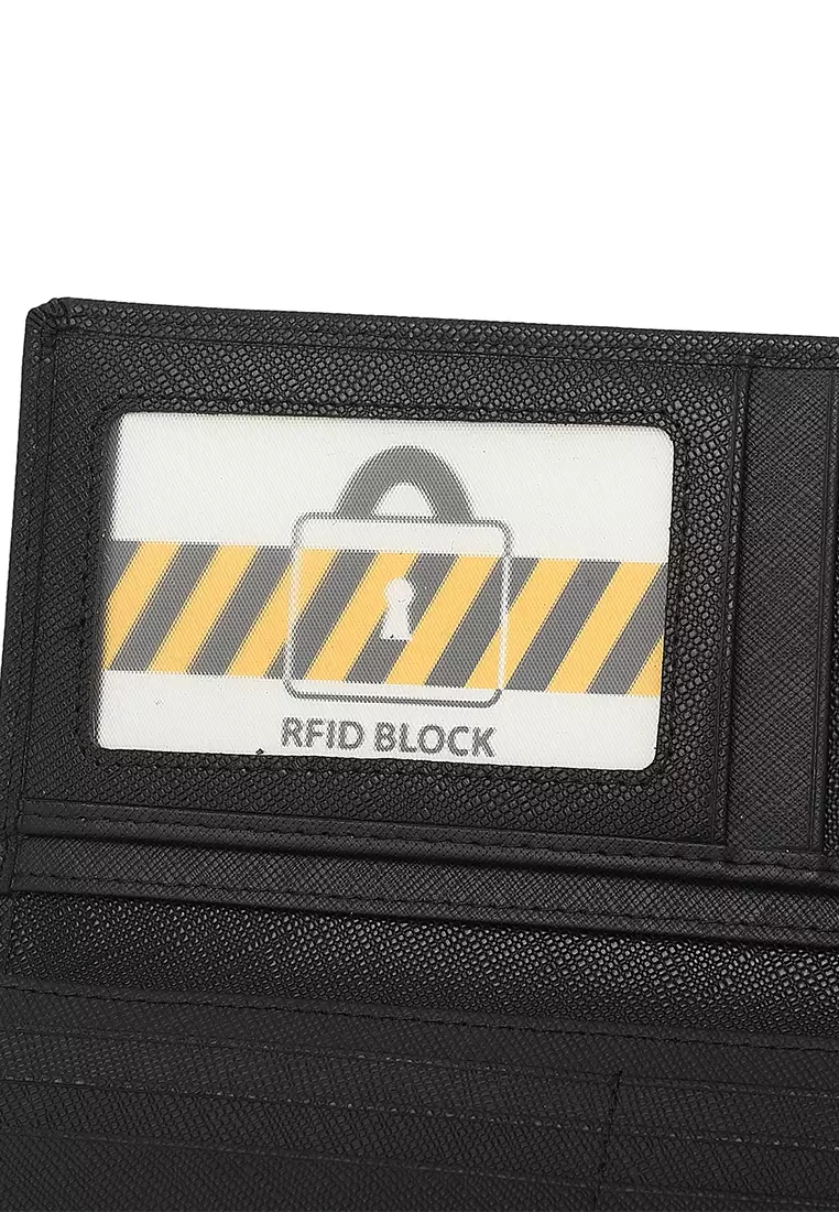 Men's Genuine Leather RFID Blocking Bi Fold Wallet (Genuine 皮革錢包) - 黑色