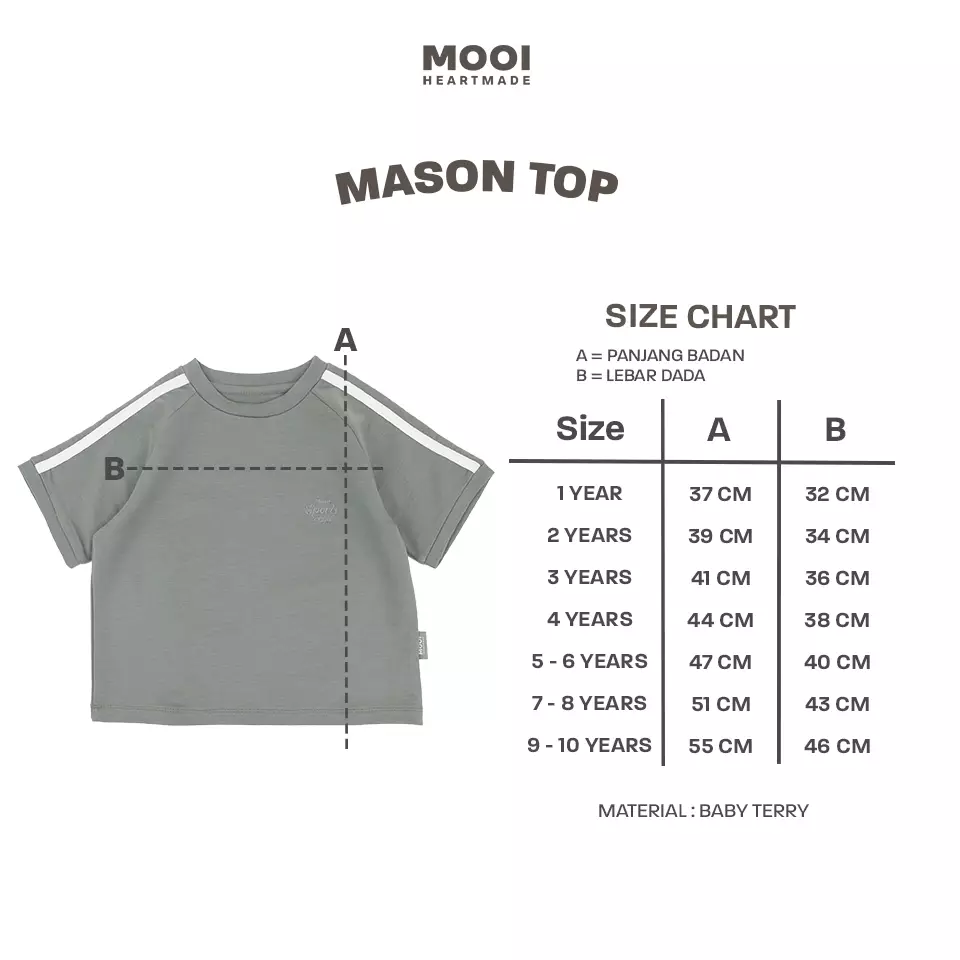 Mooi Kaos Anak Laki - Laki Mason Top - Light Grey