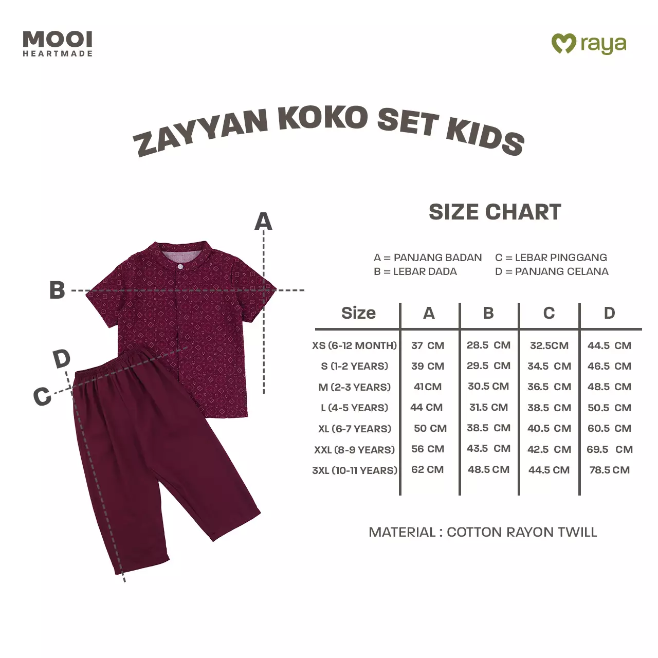 Mooi Zayyan Koko Set Setelan Koko Anak Raya Collection Sandya Series - Sky Blue
