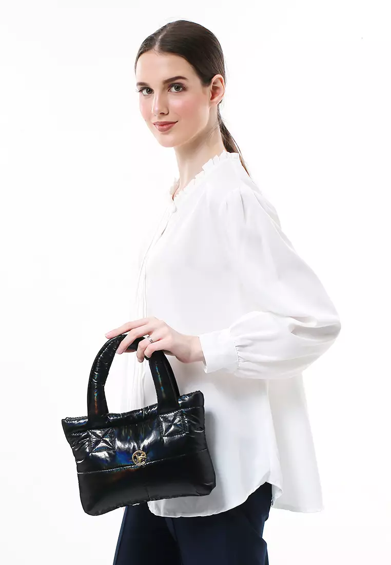 Angelina Pillow Puffy Bag Smooth Texture And High Quality - Holo Black