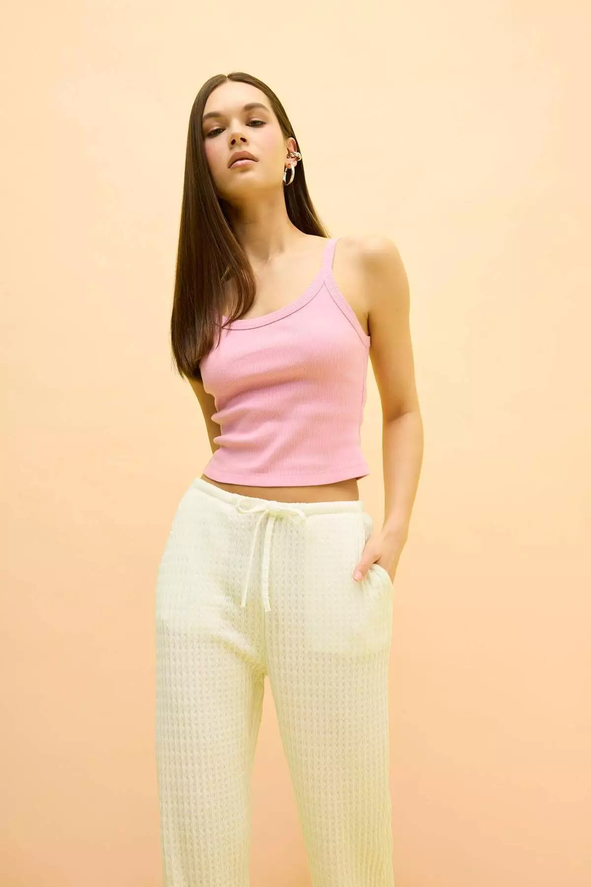 Coool Fitted Bodycon Ribbed Camisole Strap Basic Plain Tank Top B0563Ax25Sm