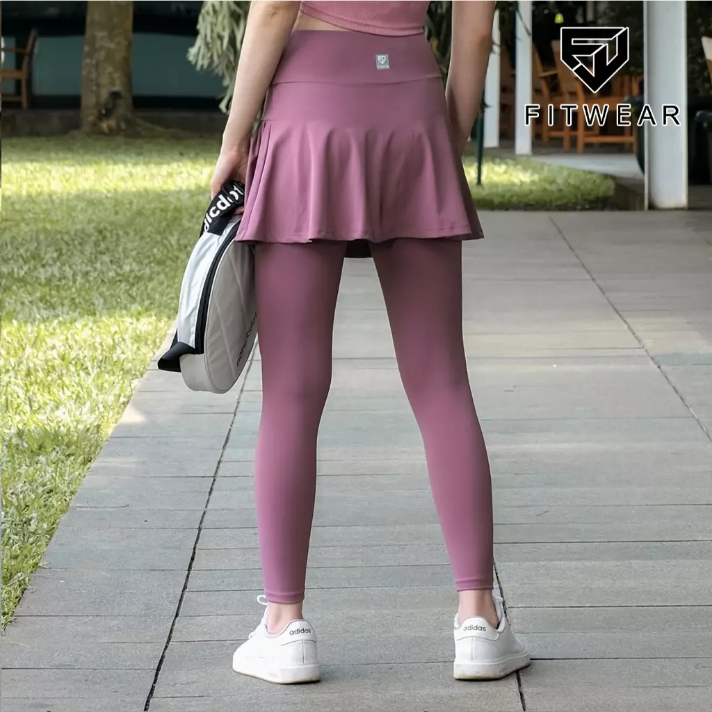 Fitwear Rok + Legging Olahraga Dryfit Wanita MADONA POCKET SIDE WAVE - LAVENDER