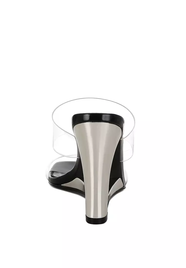 Sandal Hak Wedges Fantasi Bening Warna Hitam