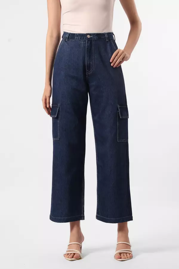 Minimal x Devina Putri - Diega - Cargo Denim Pants - Blue Warna Blue