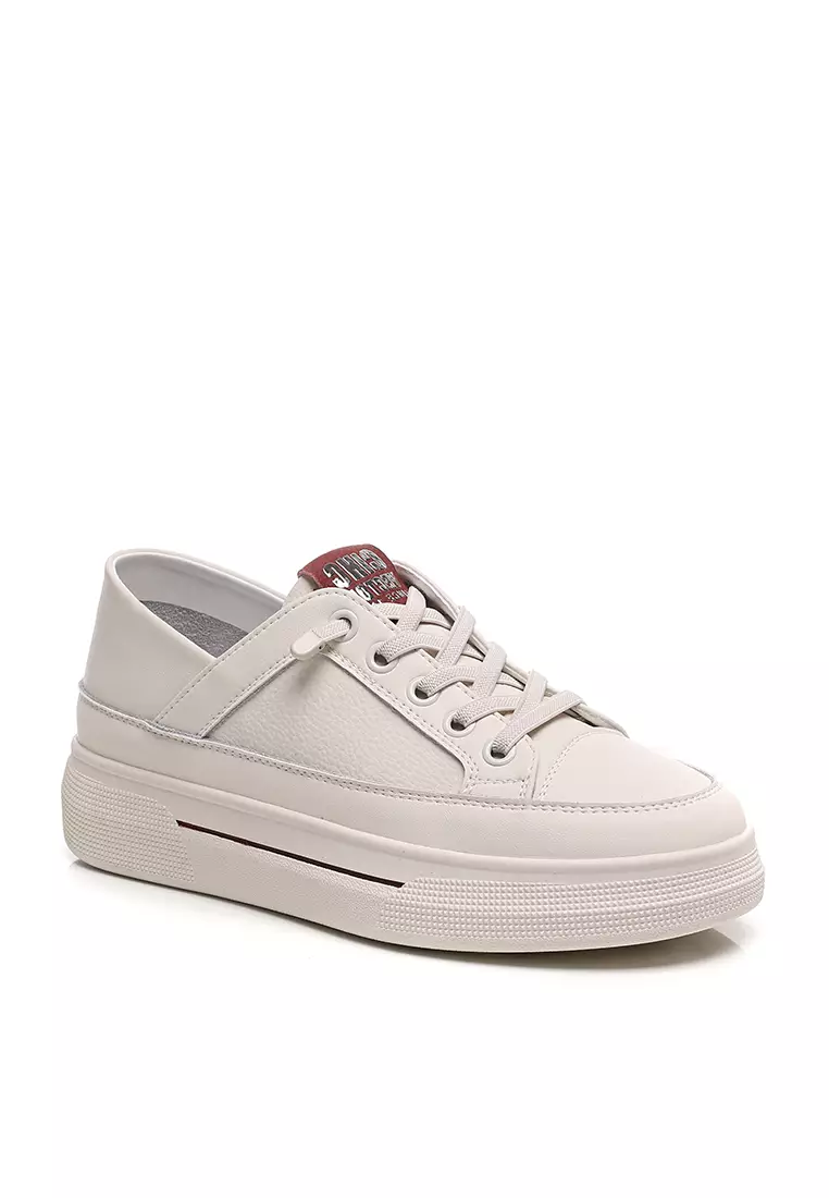 Genuine Leather Flat White Sneakers RX-Y5990