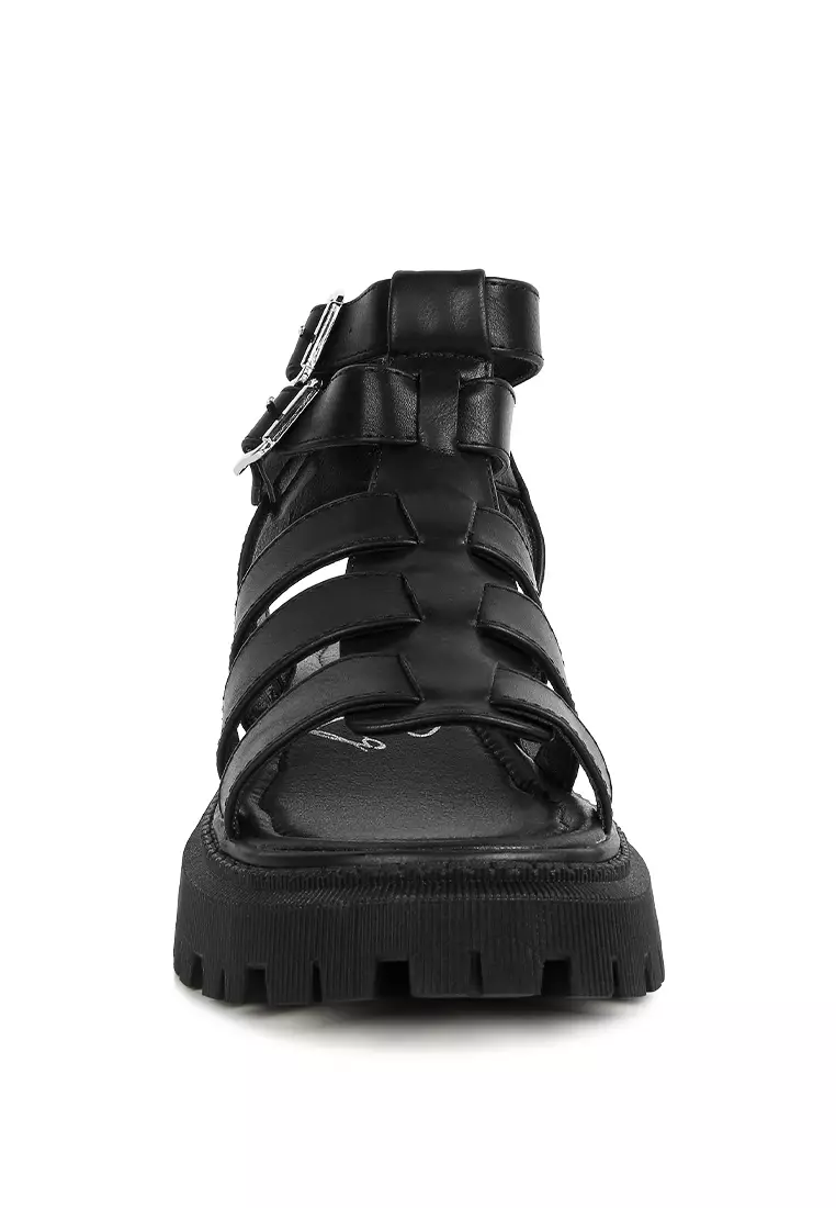 Chunky black buckle sandals on sale