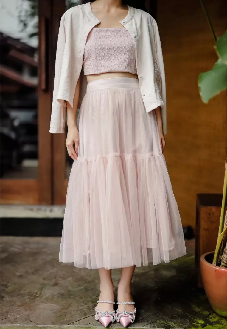 Jual Ayaco Hara Tulle Skirt Champagne Original 2024 ZALORA