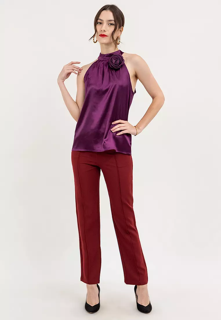 Myrose Satin Halter Blouse