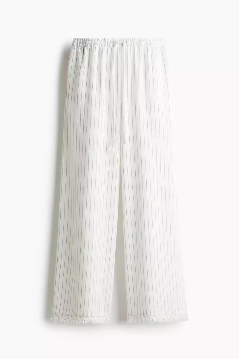 Linen-blend drawstring trousers